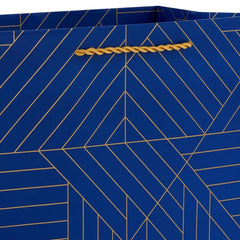 13" Gold Geometric on Navy Blue Large Gift Bag