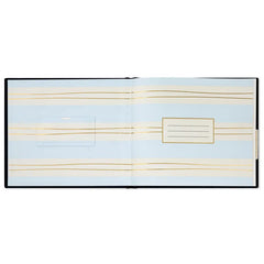 Gold on Navy Linen Customizable Guest Book