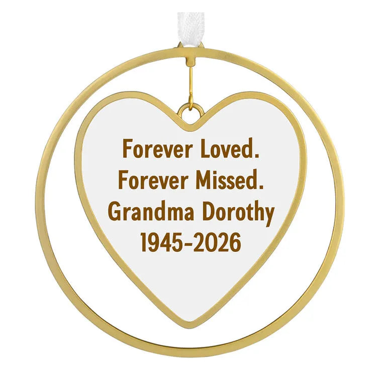 Gold Heart Metal Personalized Ornament, Custom Text