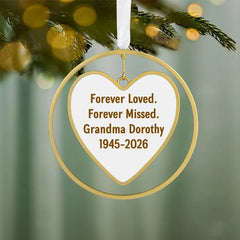 Gold Heart Metal Personalized Ornament, Custom Text