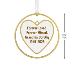 Gold Heart Metal Personalized Ornament, Custom Text