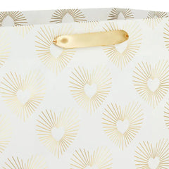 15" Gold Hearts on White Extra-Deep Gift Bag