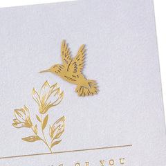 Hummingbird and Flowers Blank Thinking of You Card