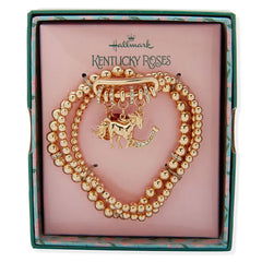 Kentucky Roses Gold Metal Beaded Bracelets With Charms, Set of 3