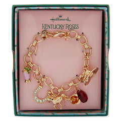 Kentucky Roses Gold Metal Chain Bracelet With Charms