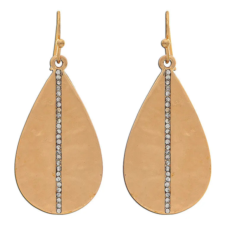 Rain Jewelry Gold Metal Teardrop and Crystal Stripe Earrings