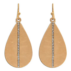Rain Jewelry Gold Metal Teardrop and Crystal Stripe Earrings