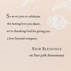A Love Beyond Compare Religious 50th Anniversary Card