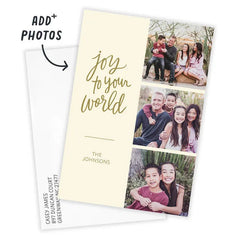 Gold Script Joy Flat Holiday Photo Card