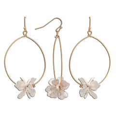 Rain Jewelry Gold Wire With Flower Charm Hoop Earrings