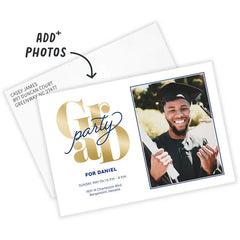 Blue Script Flat Graduation Party Invitation