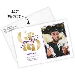 Purple Script Flat Graduation Party Invitation