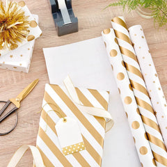 Gold and White 3-Pack Wrapping Paper, 105 sq. ft. total