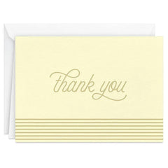 Gold Stripes on Ivory Blank Thank You Notes, Pack of 10
