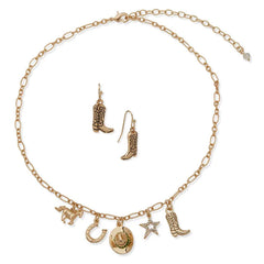 Hallmark x Opry® Crystal and Gold-Tone Drop Earrings and Charm Necklace Set