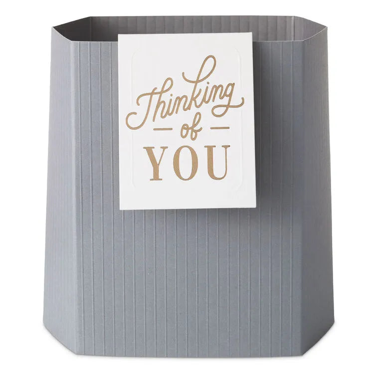 Build-a-Bouquet Thinking of You Gray Stripes Pop-Up Paper Vase With Mini Card