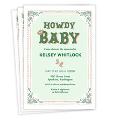 Howdy Cute Country Flat Baby Shower Invitation