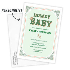 Howdy Cute Country Flat Baby Shower Invitation