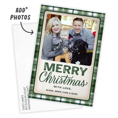 With Love Green Plaid Flat Christmas Photo Card
