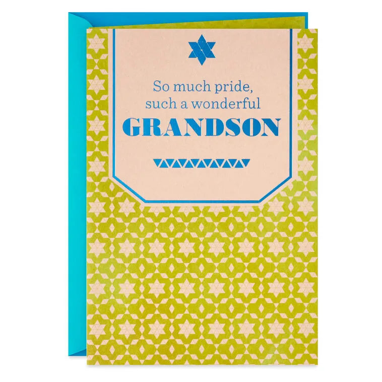 You Make Us All So Proud Bar Mitzvah Card for Grandson