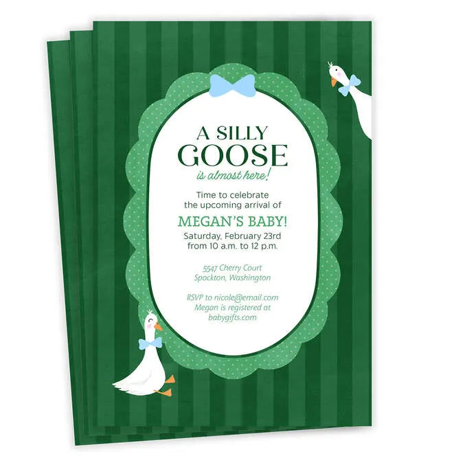Sweet Silly Goose Flat Baby Shower Invitation