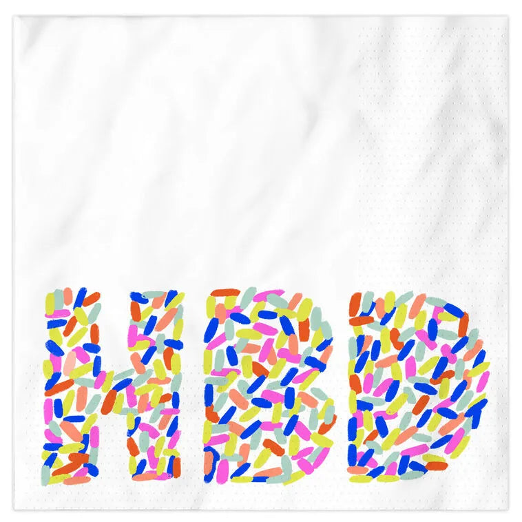 "HBD" Sprinkles Birthday Cocktail Napkins, Pack of 20