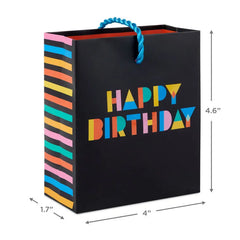 4.6" Colorful Wishes on Black Birthday Gift Card Holder Mini Bag