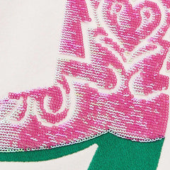 Hallmark x Opry® Sequin Boot Bouquet Women's Cream Fleece Sweatshirt