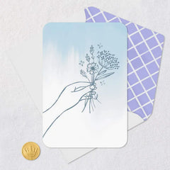 Hand Holding Flowers Sketch Blank Card