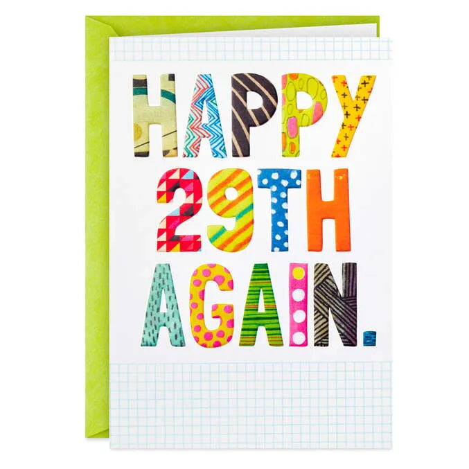 Happy 29th Again Funny Birthday Card