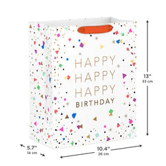 13" Happy Birthday Confetti Large Gift Bag