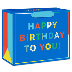 7.7" Happy Birthday to You on Blue Medium Gift Bag