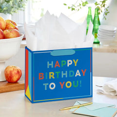 7.7" Happy Birthday to You on Blue Medium Gift Bag