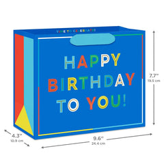 7.7" Happy Birthday to You on Blue Medium Gift Bag