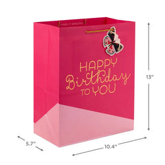 13" Happy Birthday on Pink Large Gift Bag