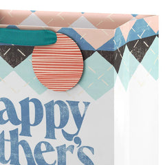 13" Happy Father's Day Argyle Large Gift Bag
