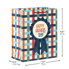 9.6" Blue Ribbon on Basketweave Medium Father's Day Gift Bag