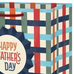 9.6" Blue Ribbon on Basketweave Medium Father's Day Gift Bag
