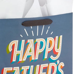 13" Happy Father's Day on Gray Large Gift Bag With Tissue Paper
