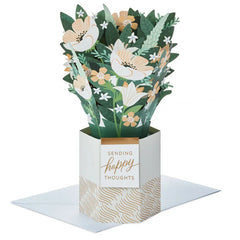 Happy Thoughts Flower Bouquet in Vase 3D Pop-Up Card