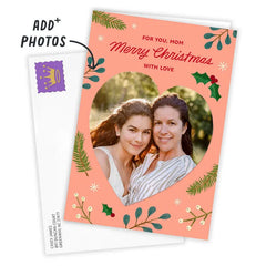 Holly and Heart Custom Christmas Card for Mom