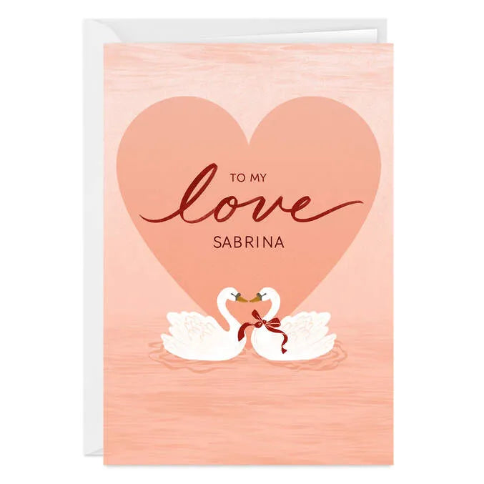 Love Our Love Swans Custom Valentine's Day Card