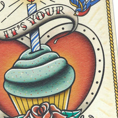 Somewhere Between "Fun" and "Regrettable Tattoo" Birthday Card With Temporary Tattoo