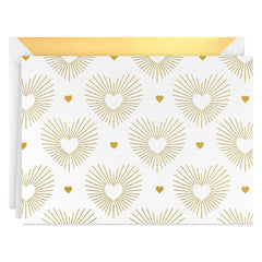Gold Hearts on White Blank Notes, Pack of 10