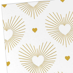 Gold Hearts on White Blank Notes, Pack of 10