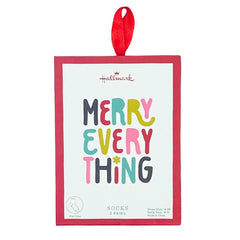 Merry Everything Christmas Crew Socks Gift Set in Greeting Card Box, 2 pair