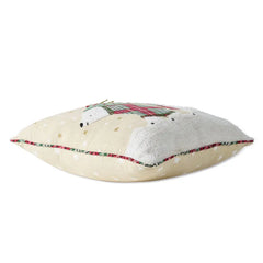 Polar Bear Embroidered Holiday Pillow, 18x18