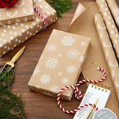 Winter Holiday Prints 3-Pack Kraft Wrapping Paper Assortment, 90 sq. ft.