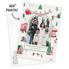 Vintage Holiday Scenes Flat Christmas Photo Card