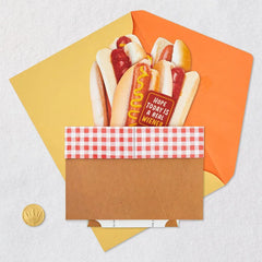 Hope Today Is a Real Wiener Hot Dog Bouquet Funny 3D Pop-Up Card